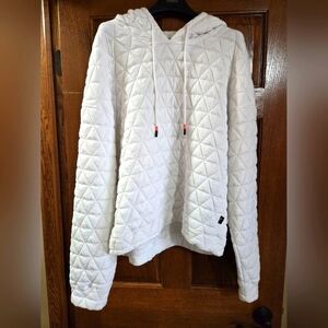 Zyia Active Quilted Hoodie Pullover in White Activewear Women's Size XXXL